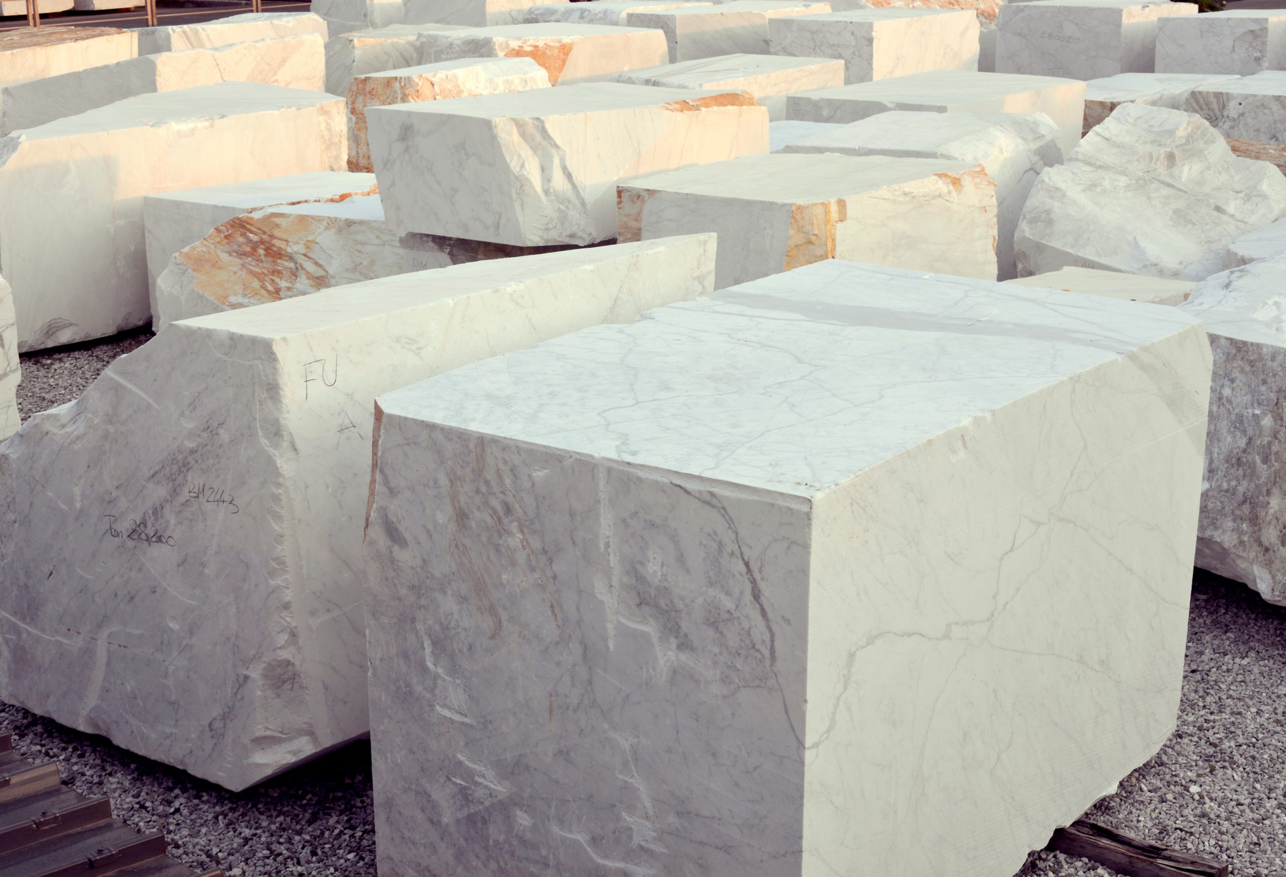 white marble blocks